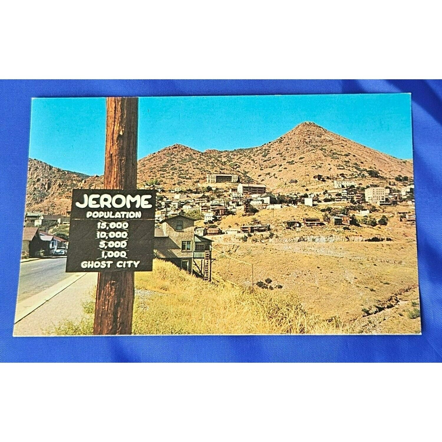 Jerome Arizona Postcard Abandoned Mining Camp Chrome Divided