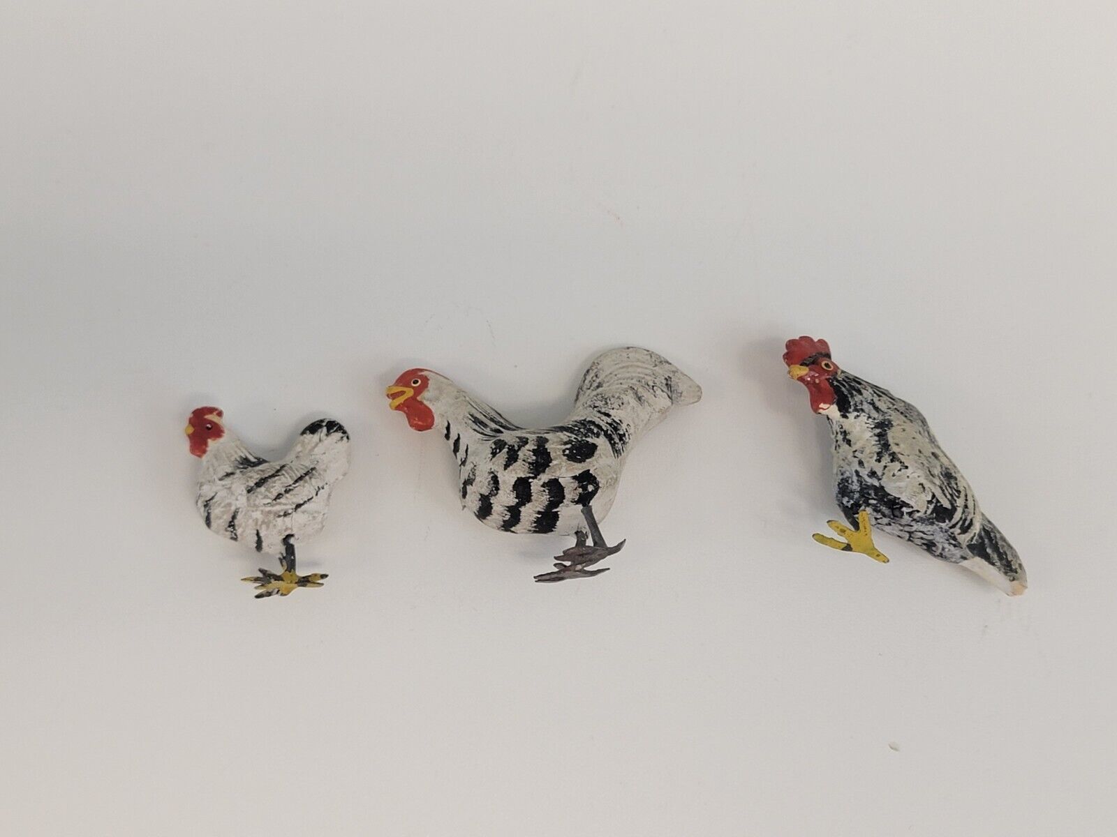 Lot of 3 Vintage Chicken Porcelain Painted Figurines Rooster JAPAN