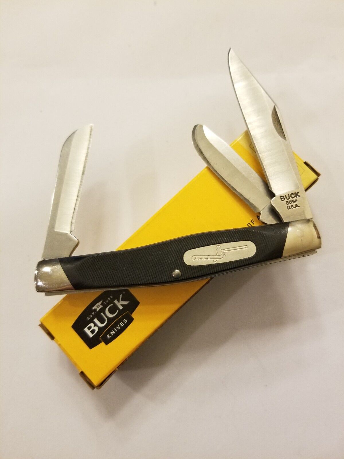 BUCK KNIFE - STOCKMAN - #BU301 - BLACK SYNTHETIC HANDLES - 3.88