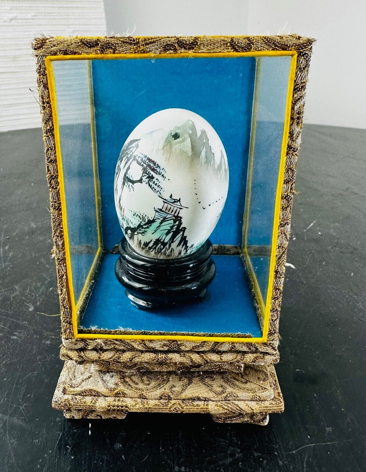 Hand Painted Japanese Egg Shell in Display Case -Original Box