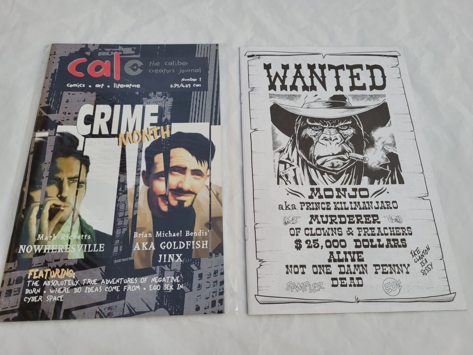 2 Comics Books Wanted Monjo Sampler and Cal Crime Month Journal 1997