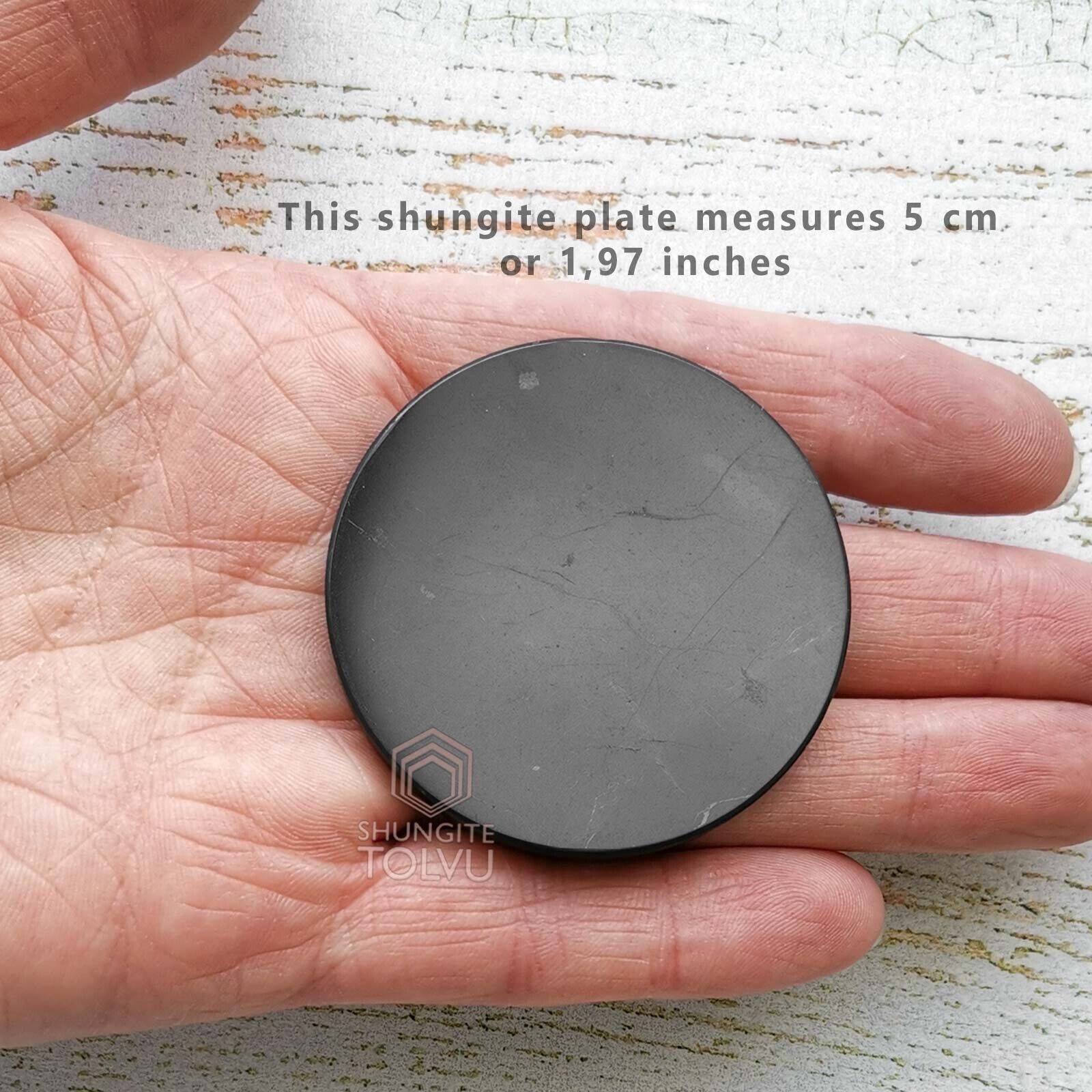 Shungite EMF protection round plate Medium size Real shungite mineral Disk Tolvu