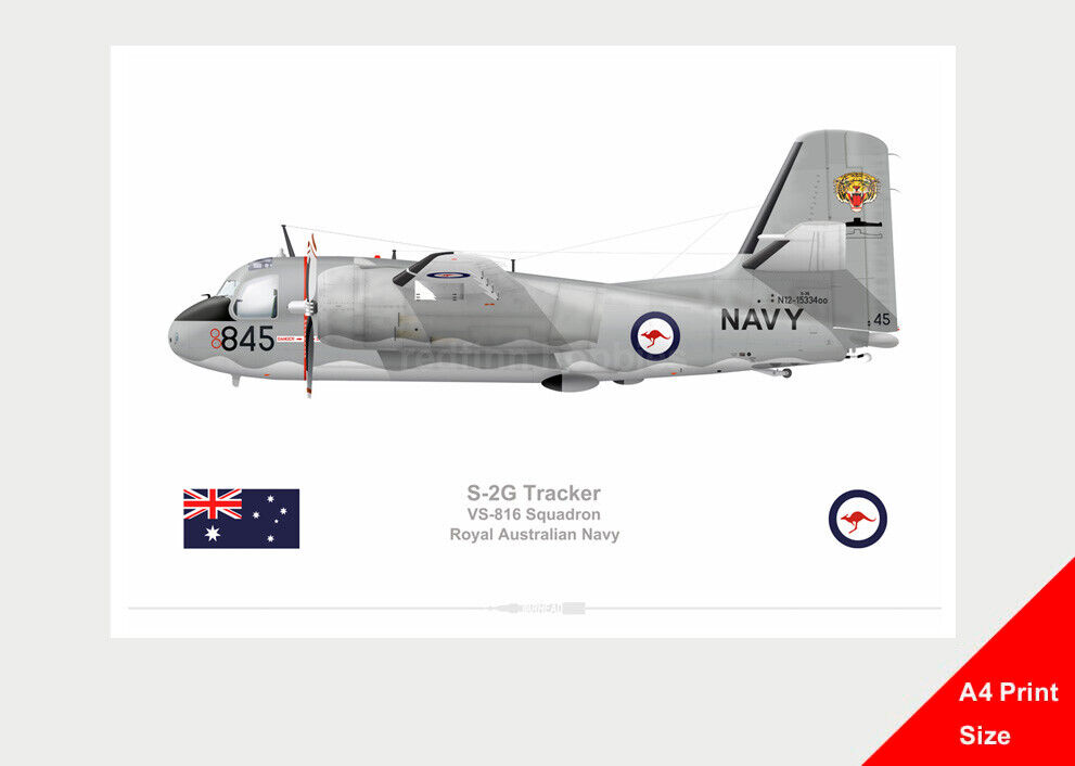Warhead Illustrated S-2G Tracker 816 Sqn R.A.N 845 V1 A4 Aircraft Print