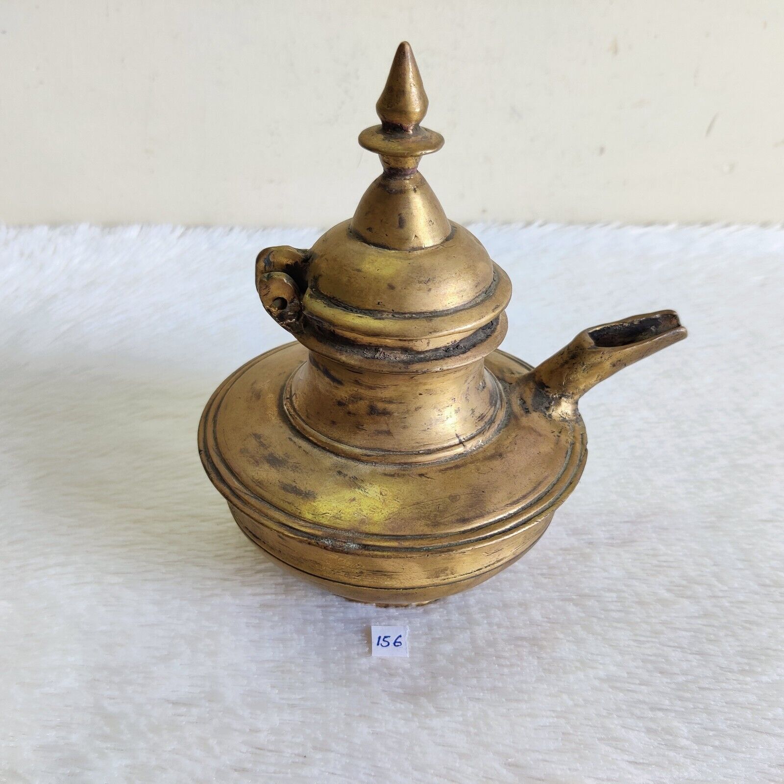19c Vintage Unique Shape Indian Oil Pot Spout Brass Kitchen Collectible Rare 156