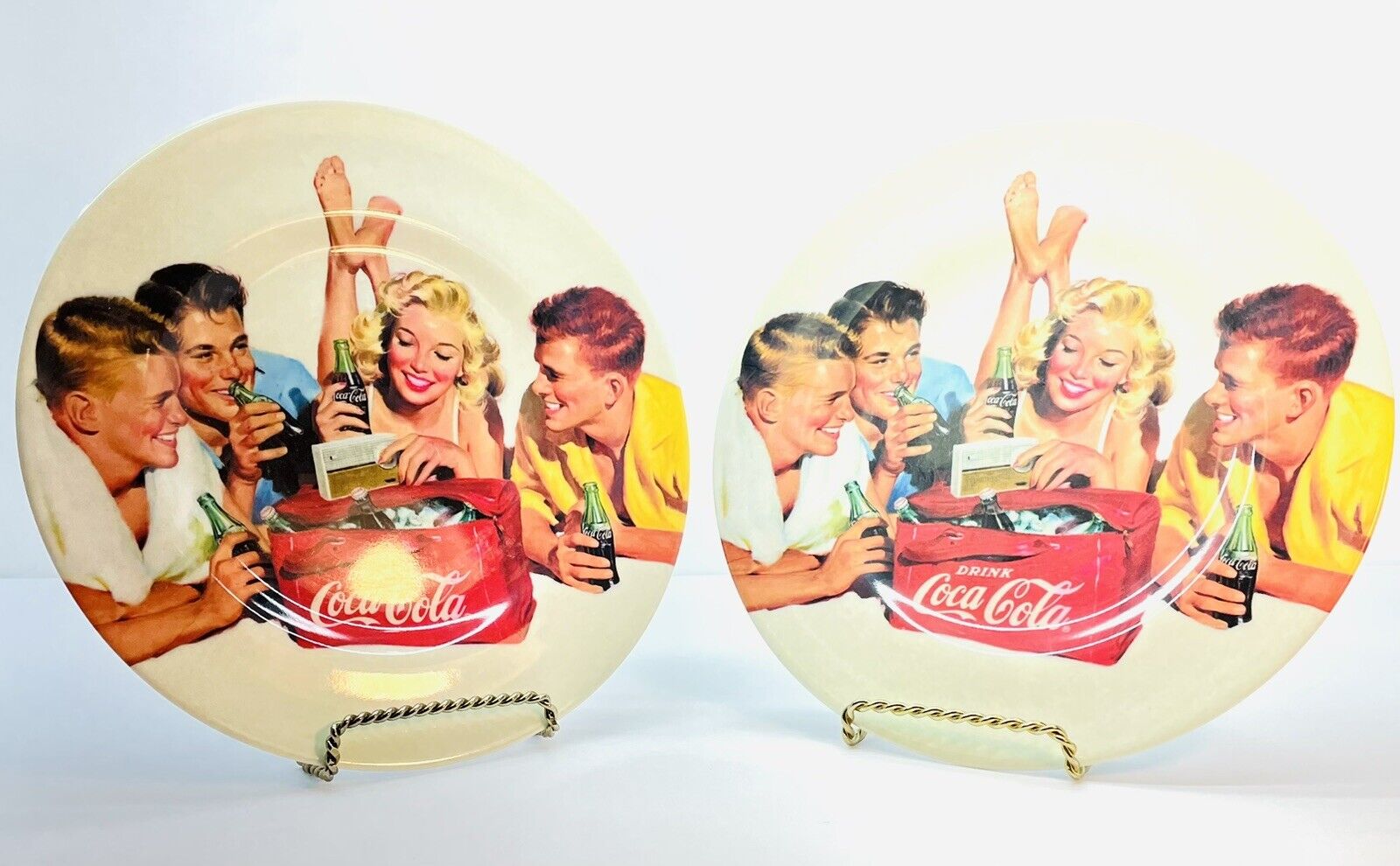 2 Coca Cola Vintage Salad Plates Advertising Retro Glamour Chic Style 1920's