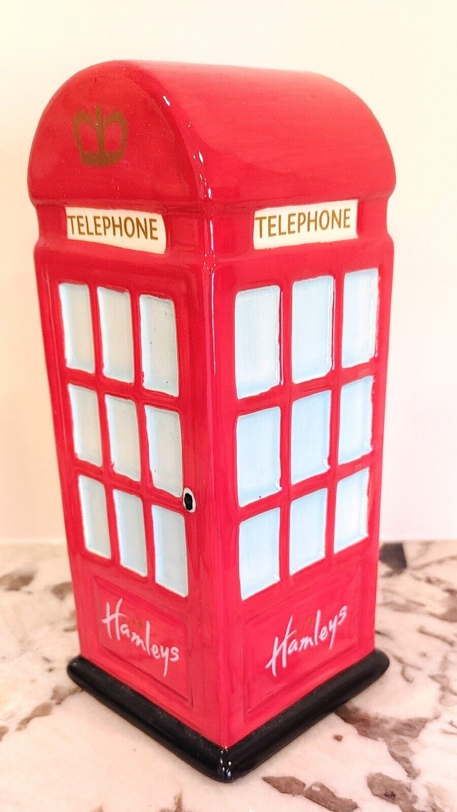 Hamleys of London Red Ceramic Collectible Telephone Box Piggy Bank Coin Bank 