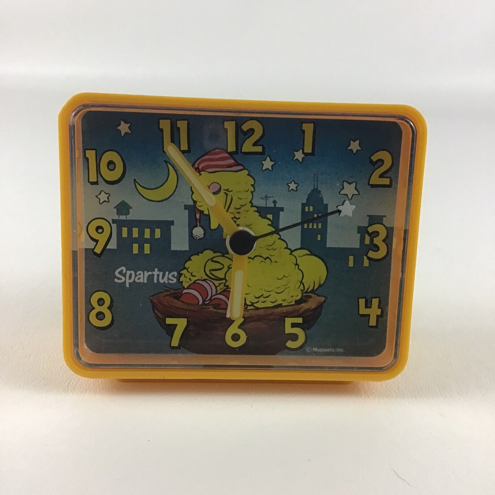 Sesame Street Big Bird Alarm Clock Muppets Spartus Vintage 1980s Glow In Dark