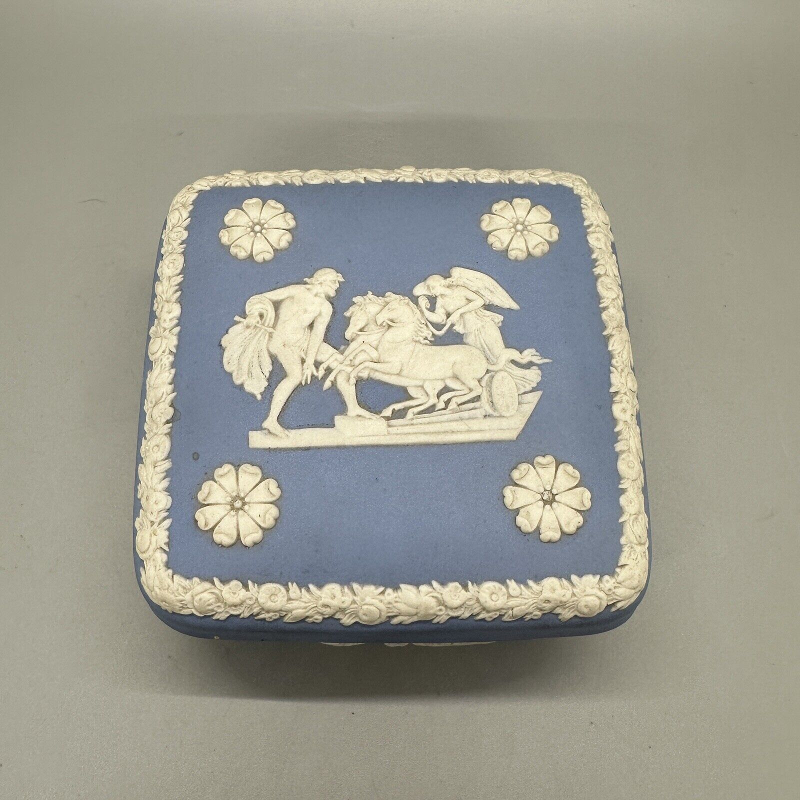 Wedgewood England Blue & White Trinket Box Container