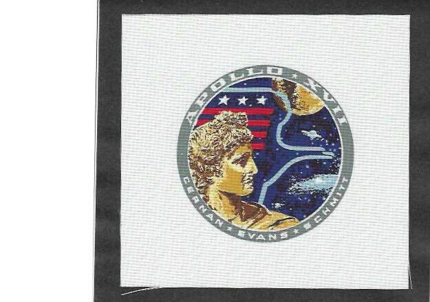 NASA\'s Apollo 17 Emblem Printed on White Beta Cloth - Reduced in Size