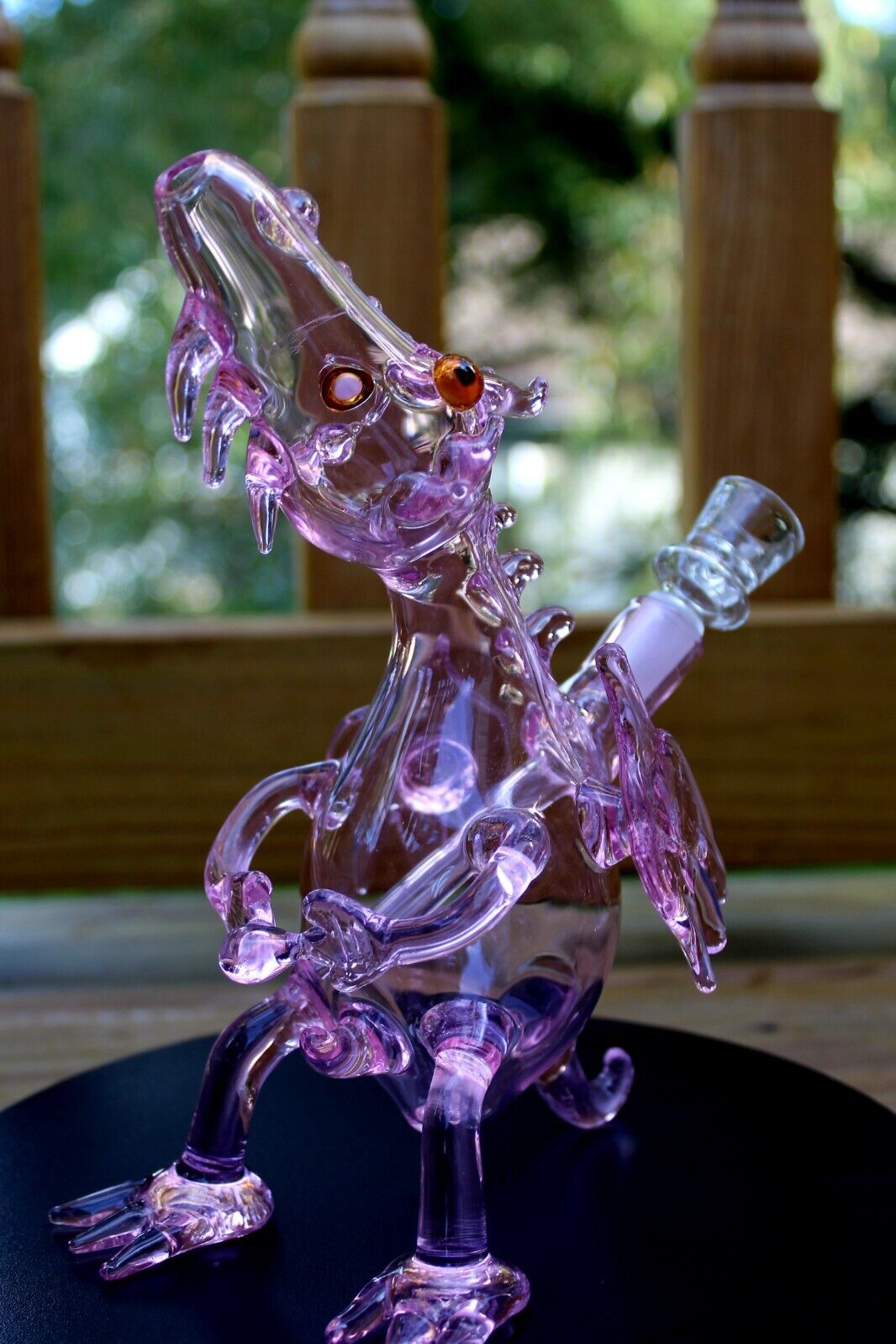9 Inch Pink Dragon Hand Blown Glass Pipe
