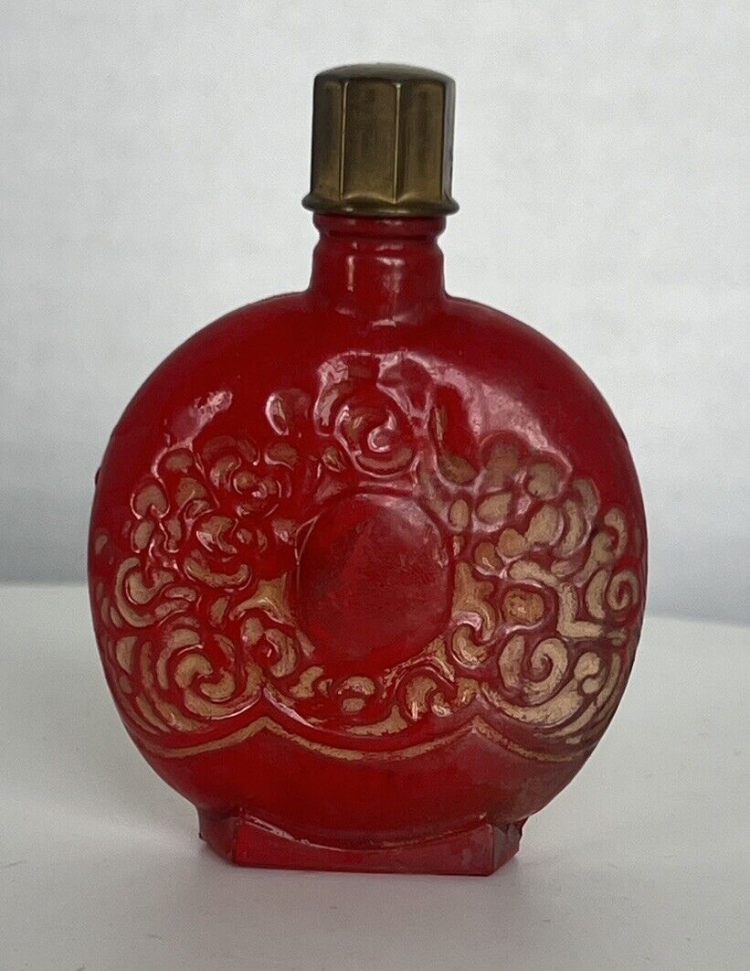 Lionceau Parfum Pour Bruns Red Bottle Art Deco 1920's H. Saumont Rare