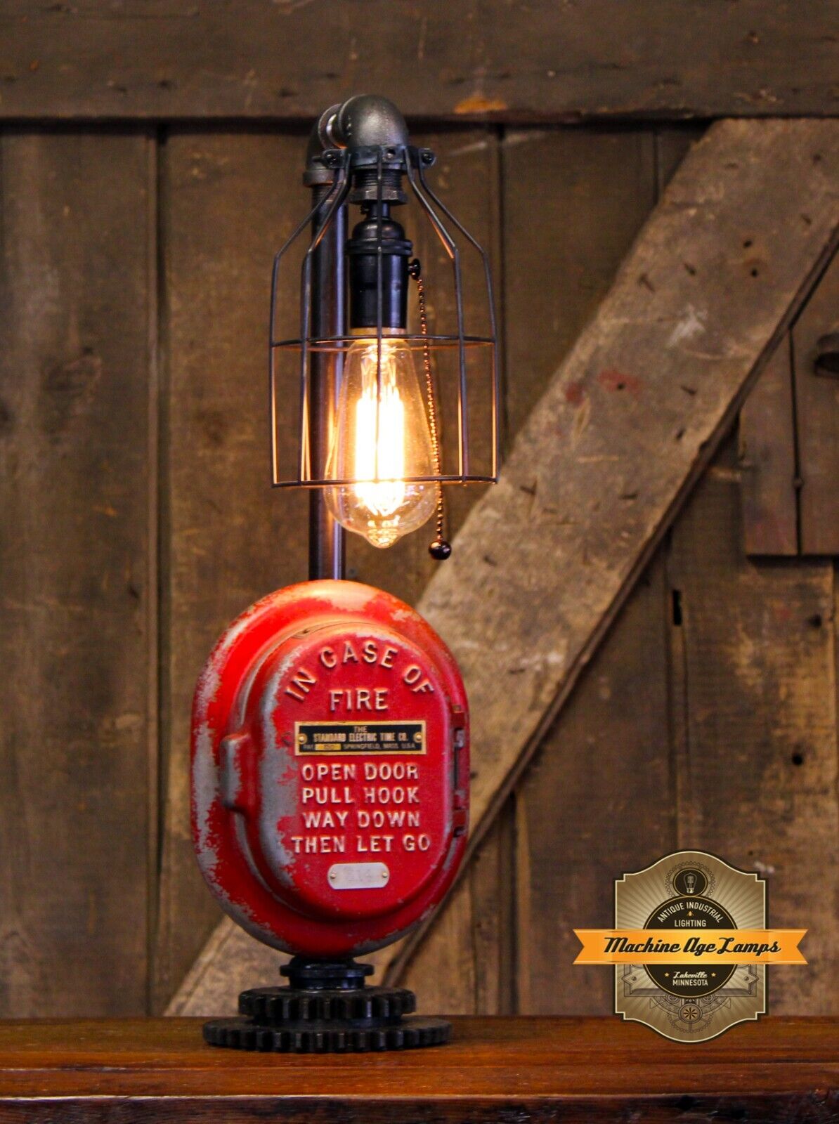 Steampunk Industrial Machine Age Lamp Fire Fireman Alarm call Table Lamp