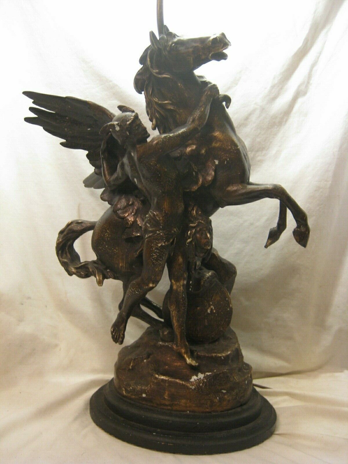 Perseus & Pegasus Lamp Emile-Louis Picault antique metal sculpture reproduction