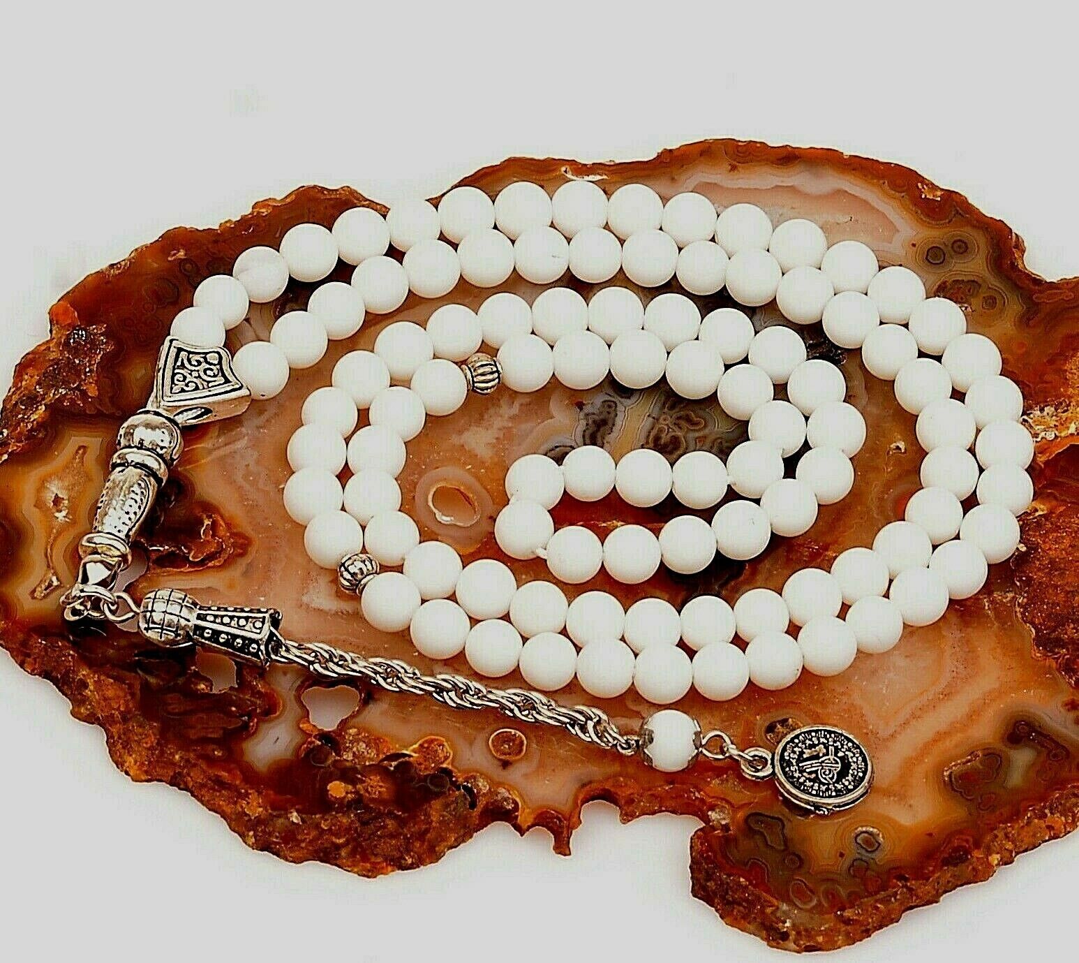 REAL Onyx Stone Islamic Prayer 99 beads, Tasbih, Misbaha, Rosary, Tasbeeh (6mm)