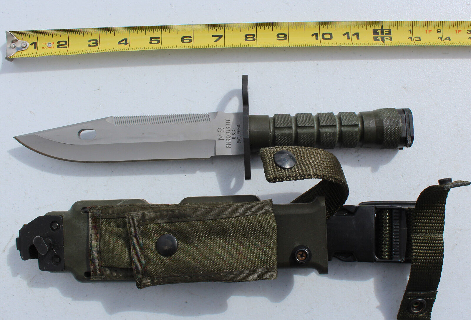 PHROBIS III - 4 LINE - M9 KNIFE & SCABBARD - NICE Looks New