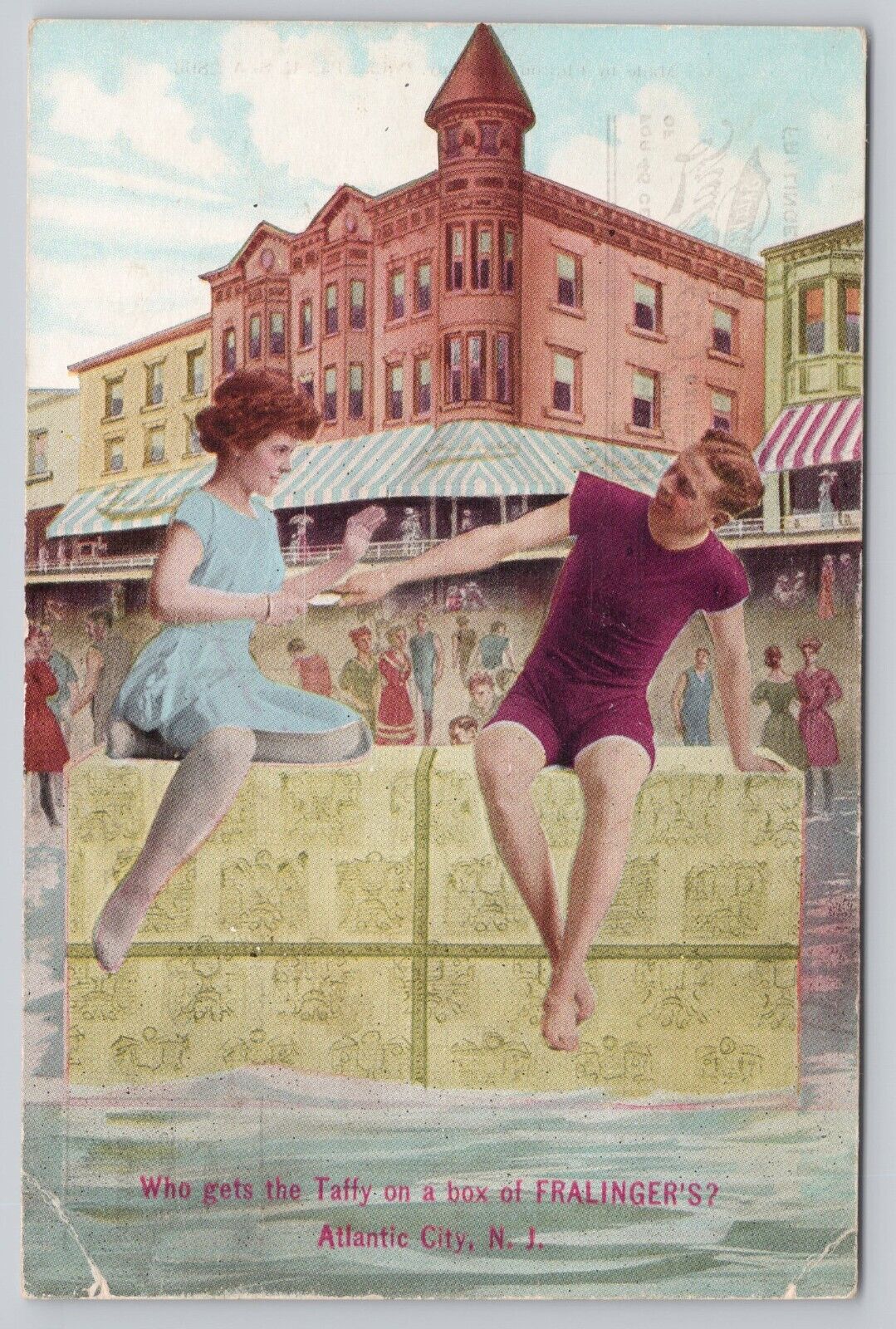 Who Gets The Fralinger\'s Salt Water Taffy Advertising Atlantic City NJ Postcard