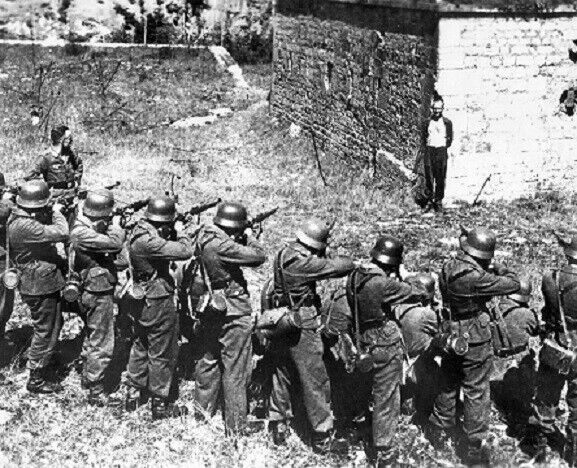 Member of French resistance smiling at German Firing Squad  8x10 WW2 Photo 319