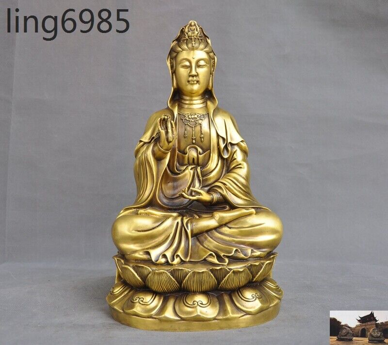 China Buddhism temple brass Kwan-Yin GuanYin goddess Bodhisattva Buddha statue
