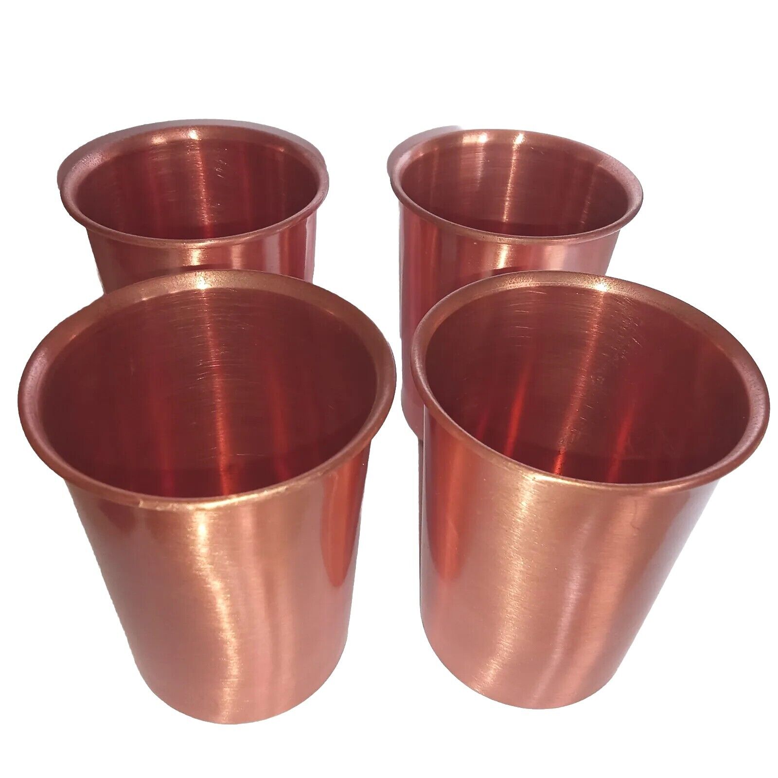 4X 100% PURE COPPER 300 ML RING GLASS AYURVEDIC BENEFITS WATER TUMBLER CUP