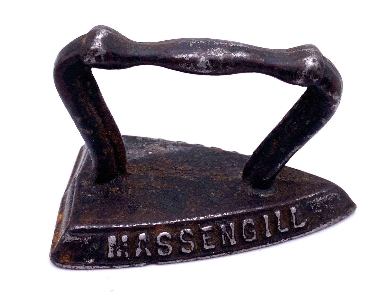 Vintage MASSENGILL SAFERORN Advertising cast iron Iron miniature