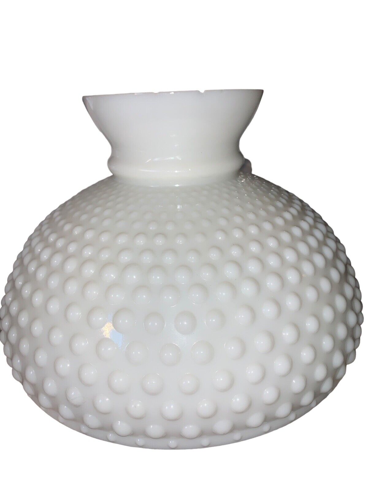 Vintage White Milk Glass Hobnail Hurricane Lamp Shade 7.5” Tall 9 7/8” Fitter
