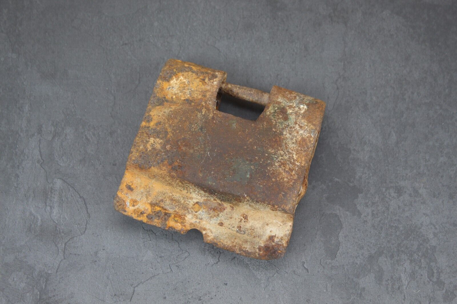 Old Rusted Jammed Iron Padlock - Non-Working, Vintage, and Collectible Lock