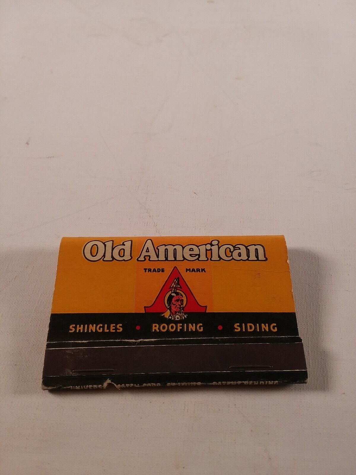 Vtg old American heavy tab strip shingle matchbook 