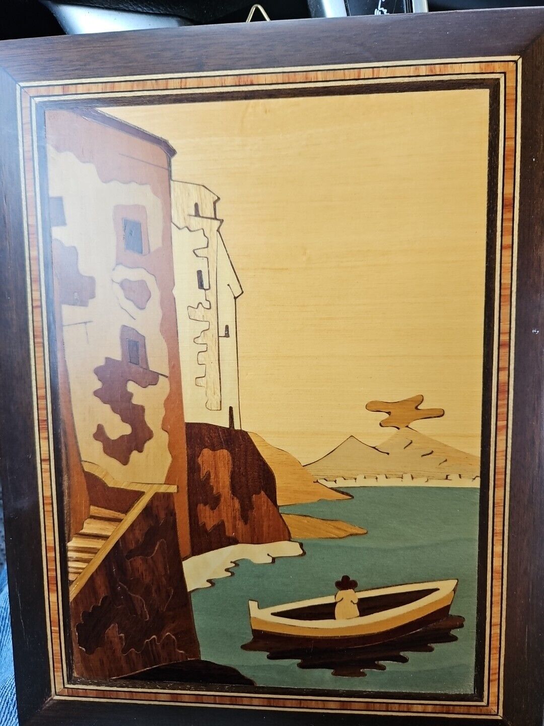Vintage Inlaid Wood Picture Notturno Intarsio - Sorrento Italy