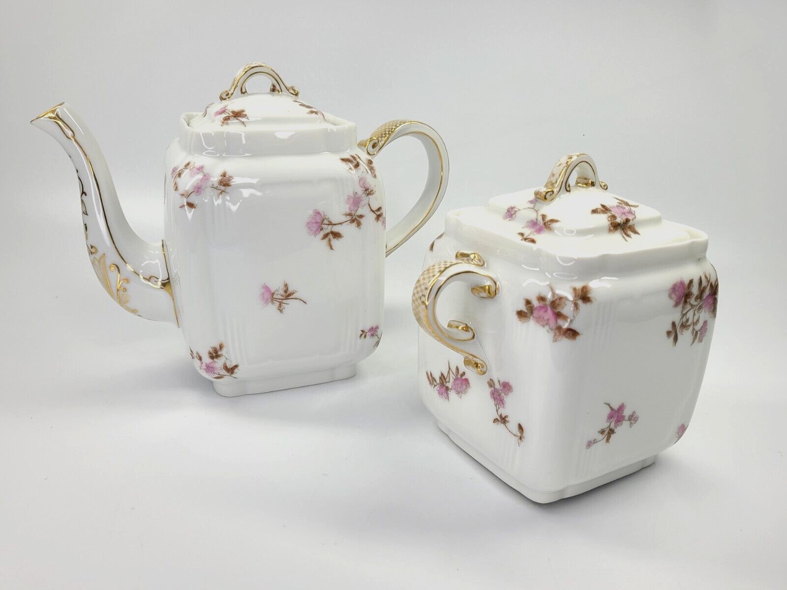 Charles Field Haviland Tea Pot Canister White Pink CFH/GDM