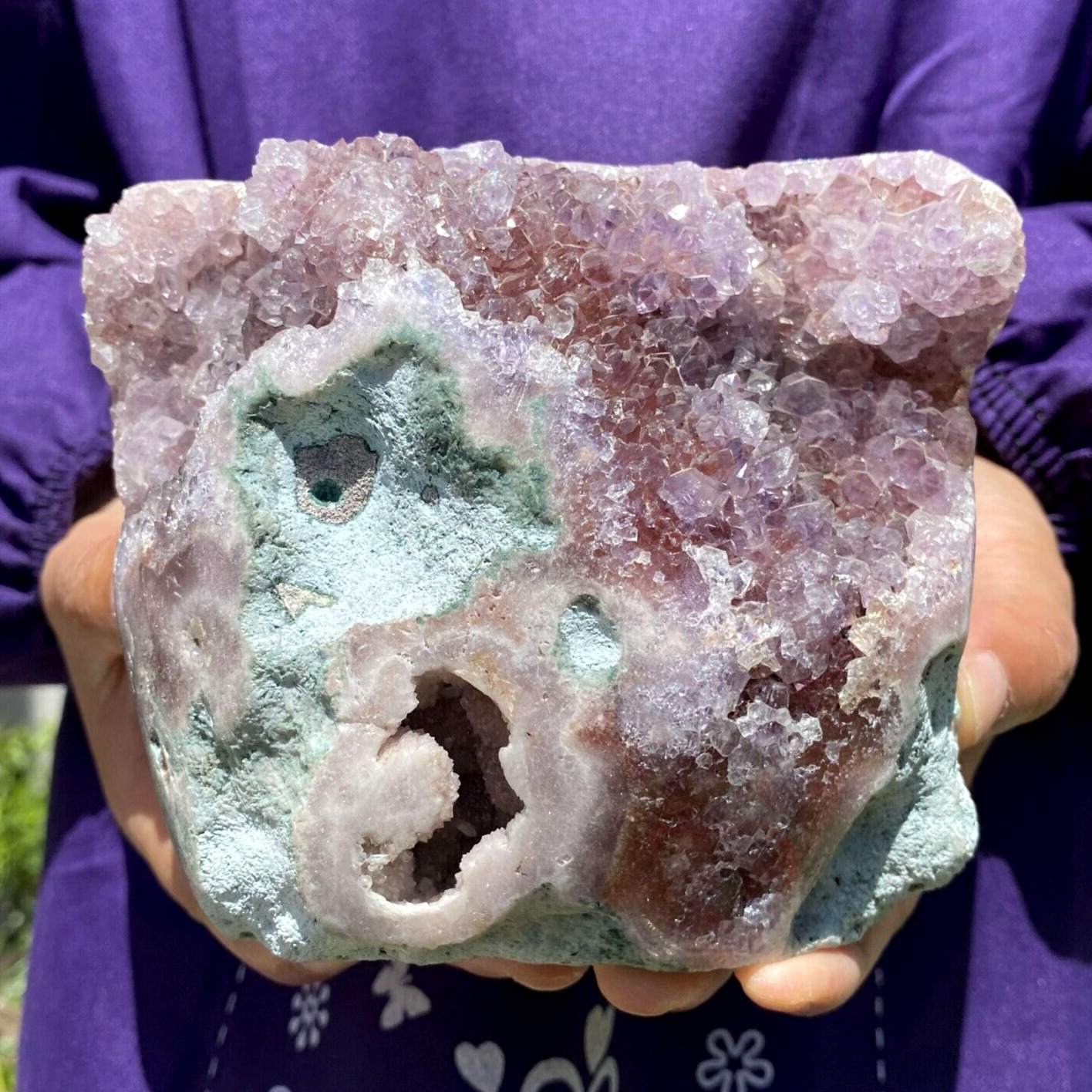 1013g Rare Natural Pink amethyst Druzy Agate Free Form Crystal Mineral Healing