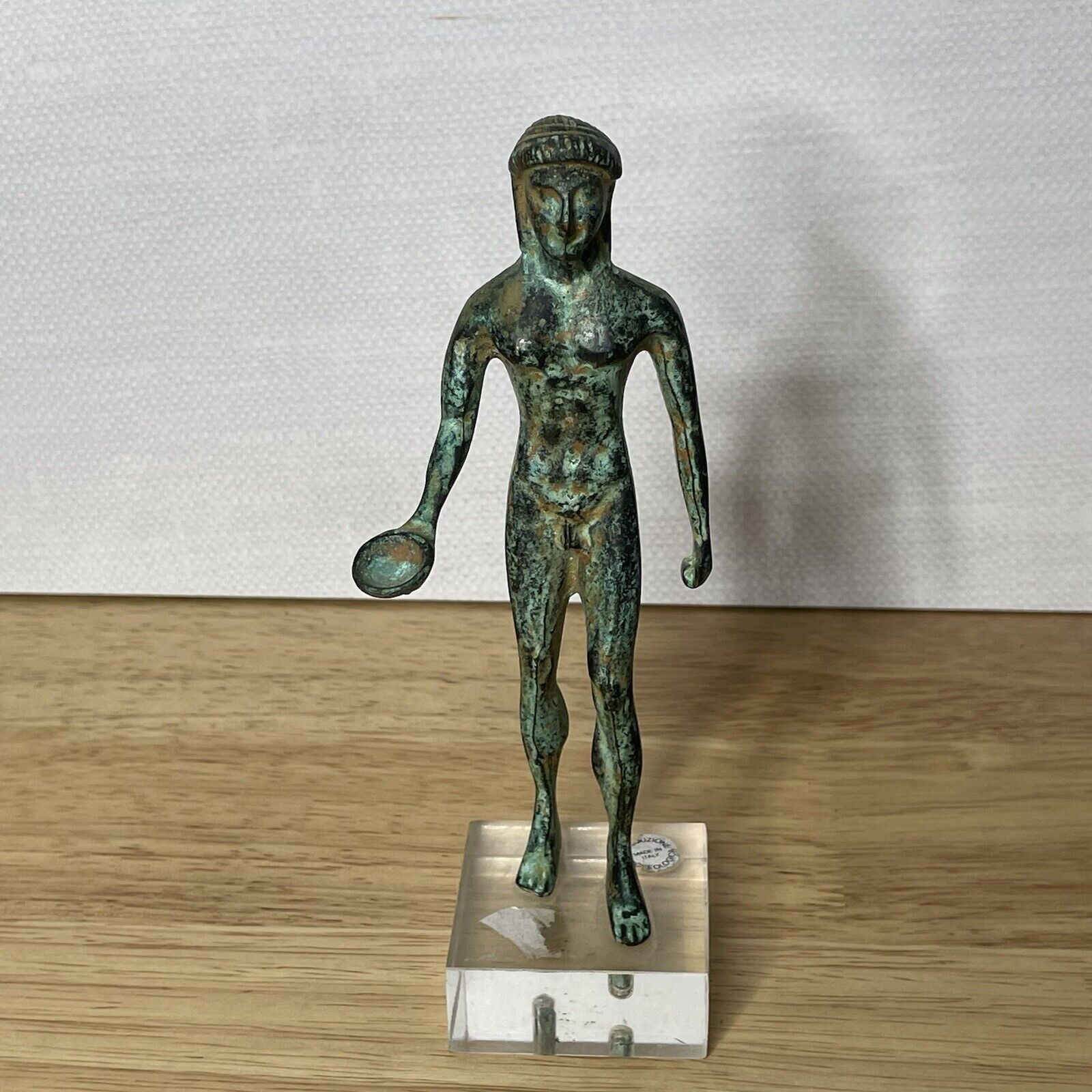 Interesting Vintage Bronze Archaic Greek Figure Made In Italy