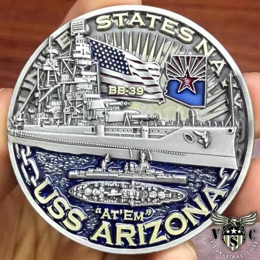 USS Arizona BB-39 Warships of World War 2 75th Anniversary US Navy Veteran Coin