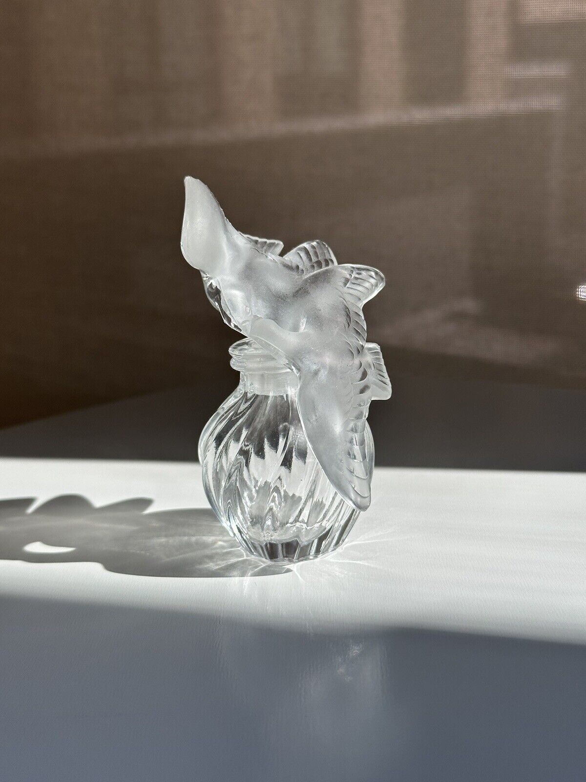 Vintage Lalique Nina Ricci l’air Du Temps crystal perfume bottle 30 ml. Stamped.