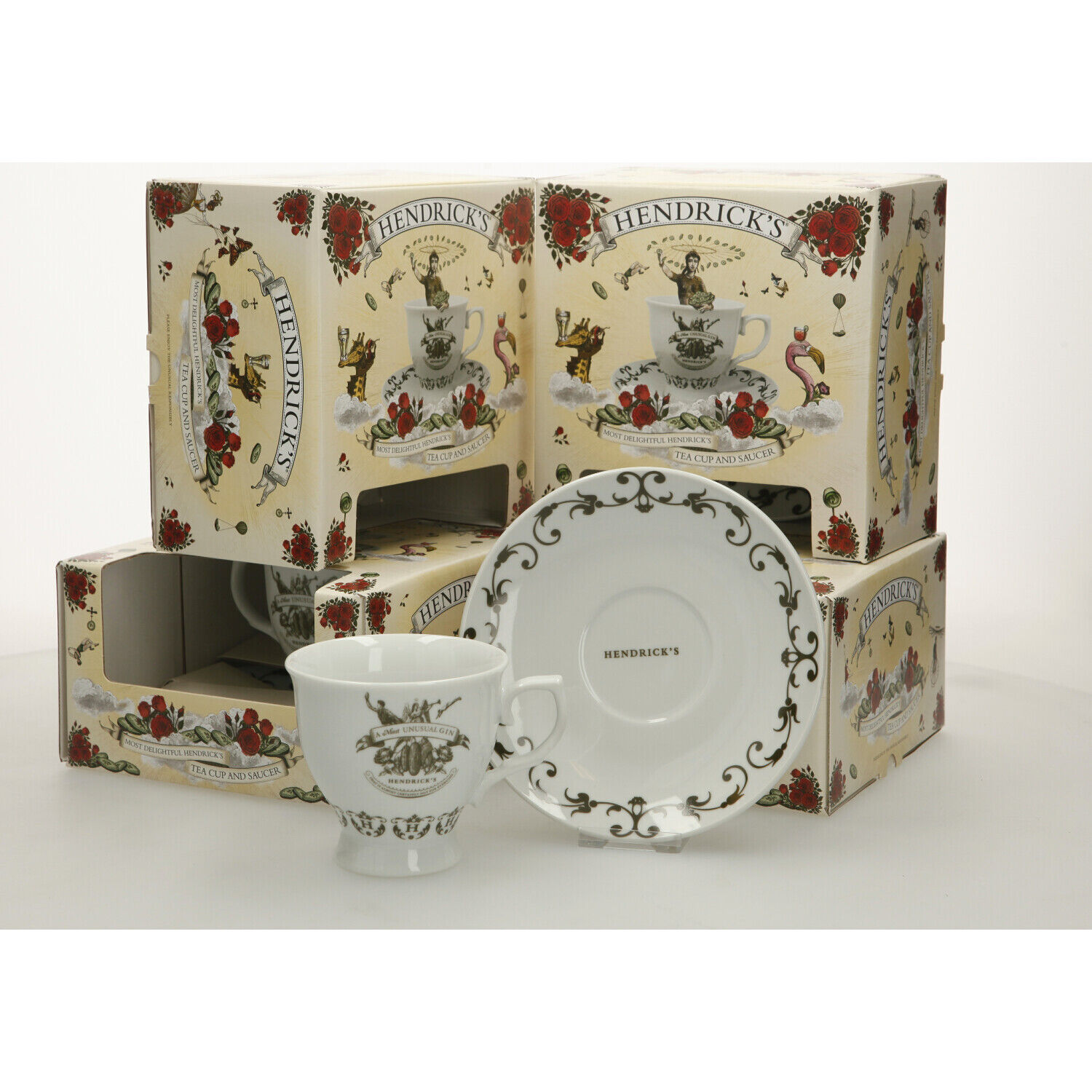 4 x  Hendricks Gin Tea Cup And Saucer Brand New In Box 