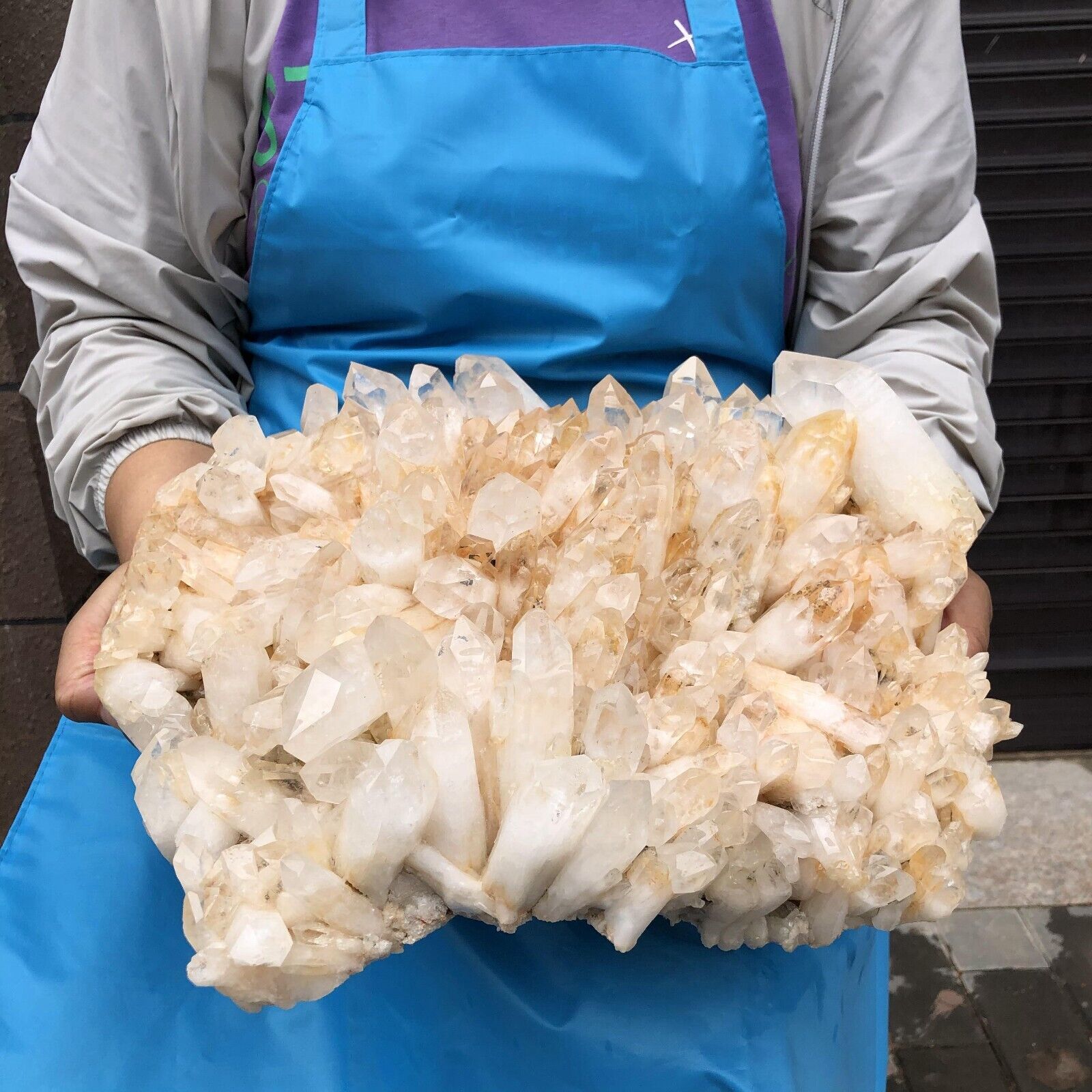 24.64LB Natural Clear white quartz crystal cluster Mineral specimen healing