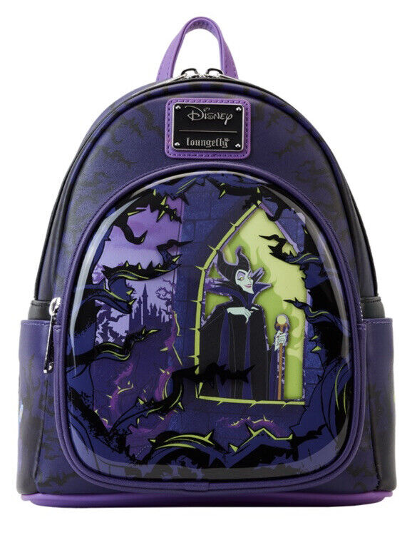 Loungefly Disney Sleeping Beauty Maleficent Window Box Glow Mini Backpack LE