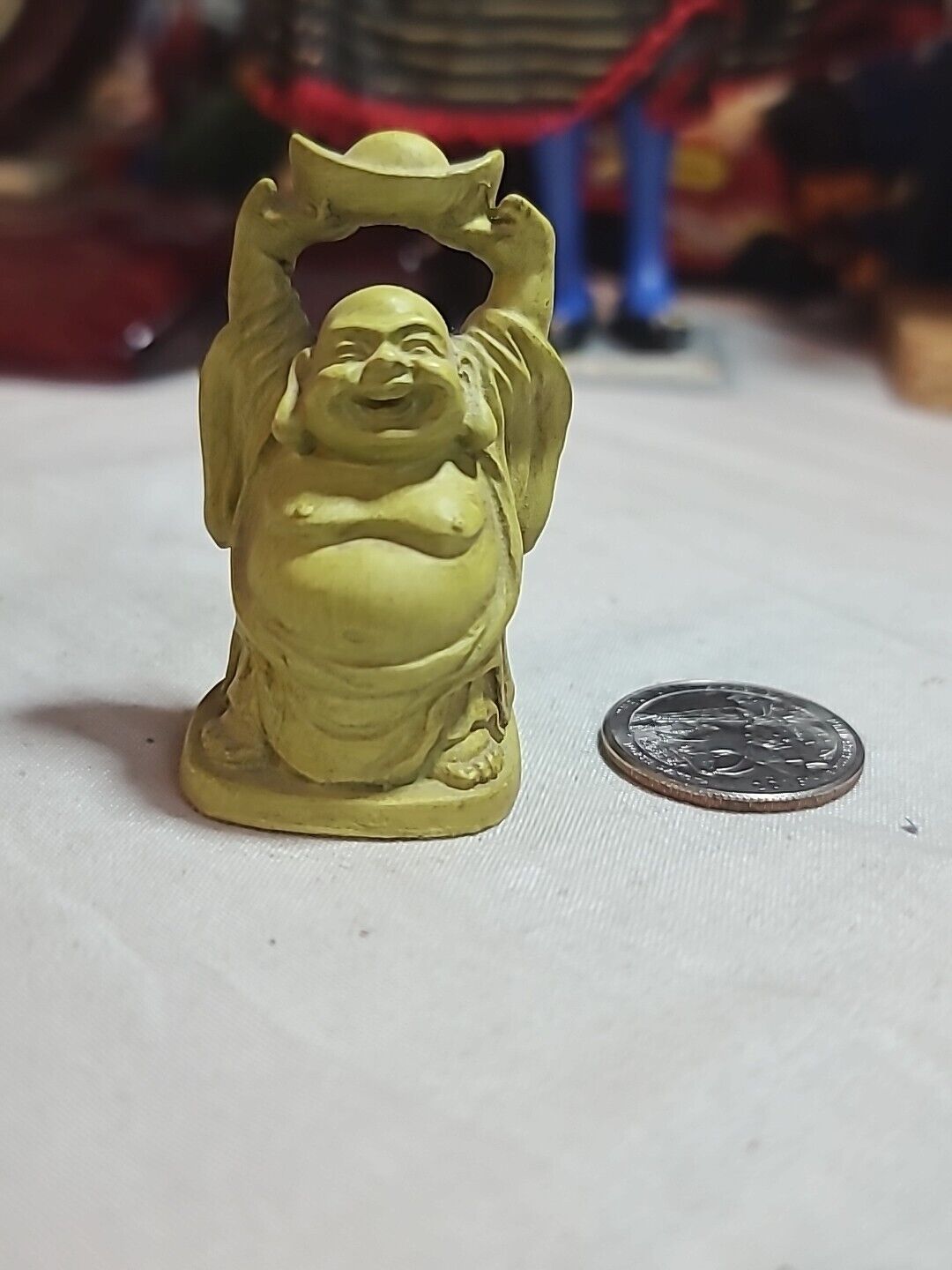 Buddha Lucky Laughing Happy Feng Shui Green Jade-like Statue 4.25\