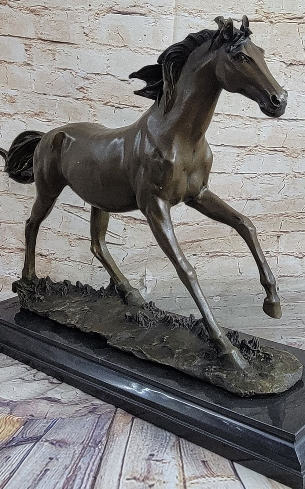 Genuine Bronze Horse Sculpture  Signed Western Animal Artwork Home Decor
