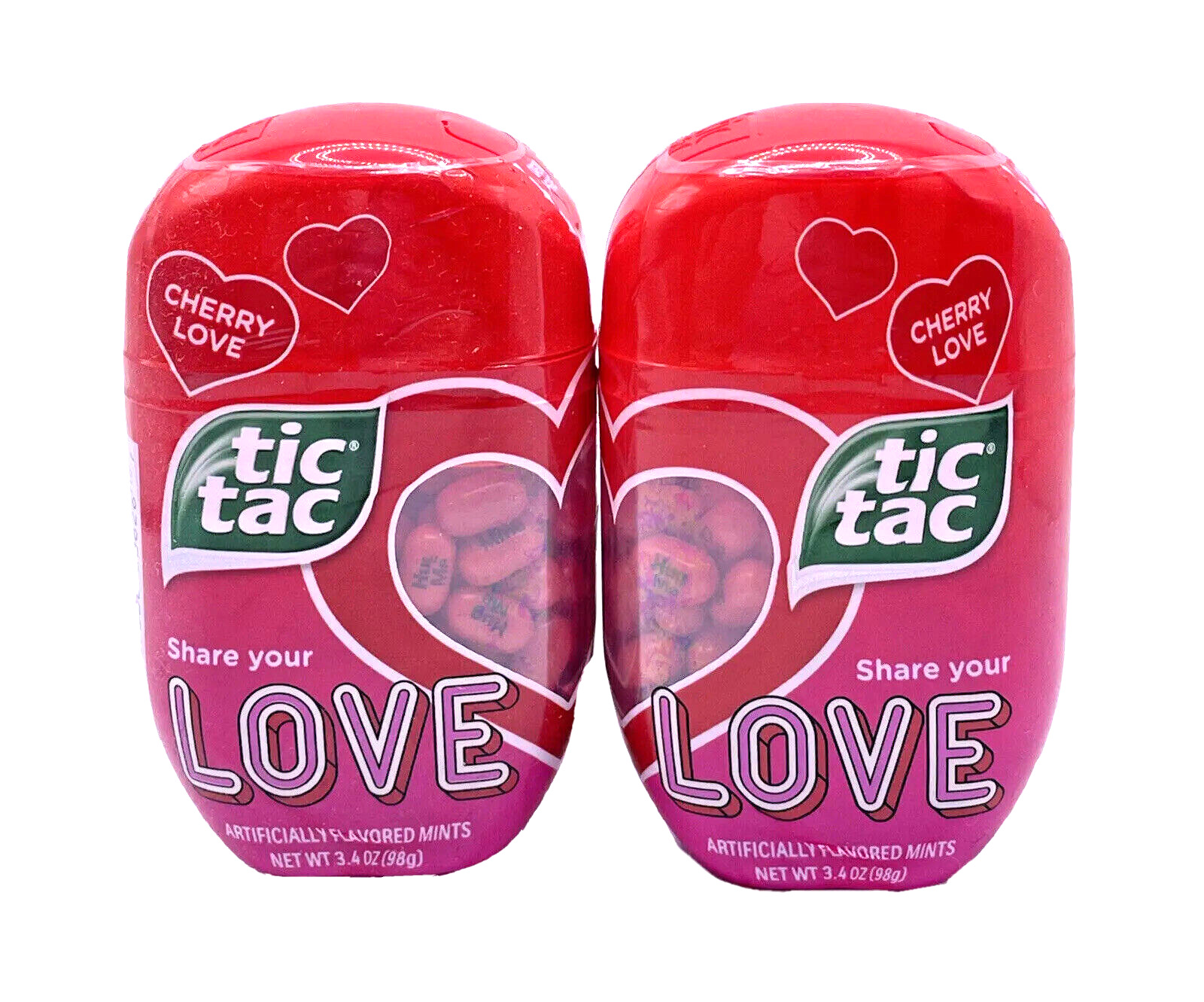 RARE Ltd Ed. Share your Love Pair TIC TAC CHERRY LOVE Flavor Printed Candy Mints