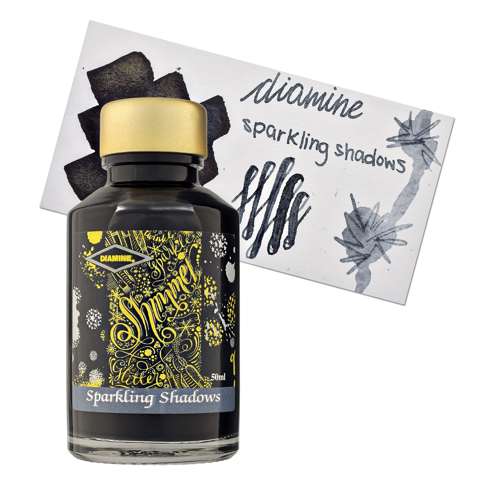 Diamine Shimmer Ink Sparkling Shadows Silver Bottled Ink For Fountain Pens 50 ml