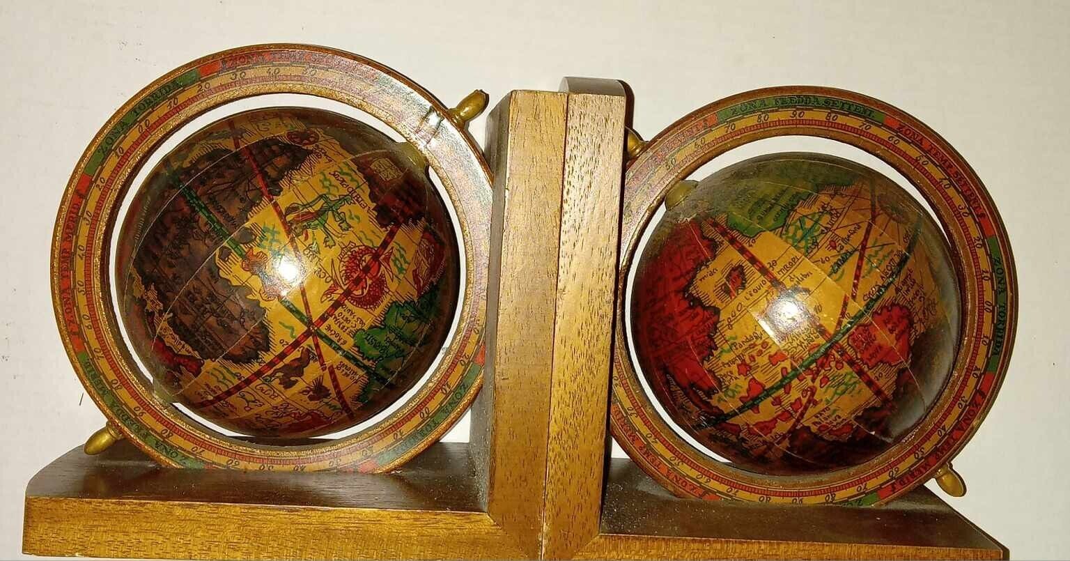 Wooden Globe Book Ends