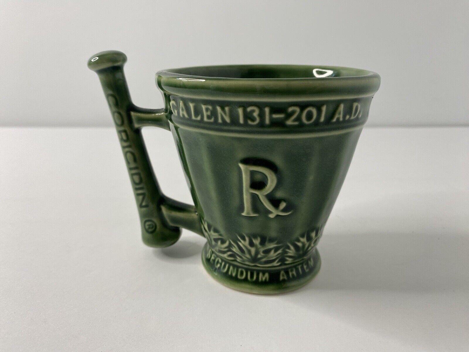 Schering Mortar & Pestle Ceramic Mug RX Galen Pharmacy Cup Vintage Medical 