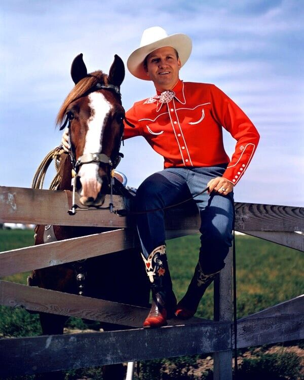 Gene Autry posing in vibrant red cowboy shirt Champion The Wonder Horse Photo