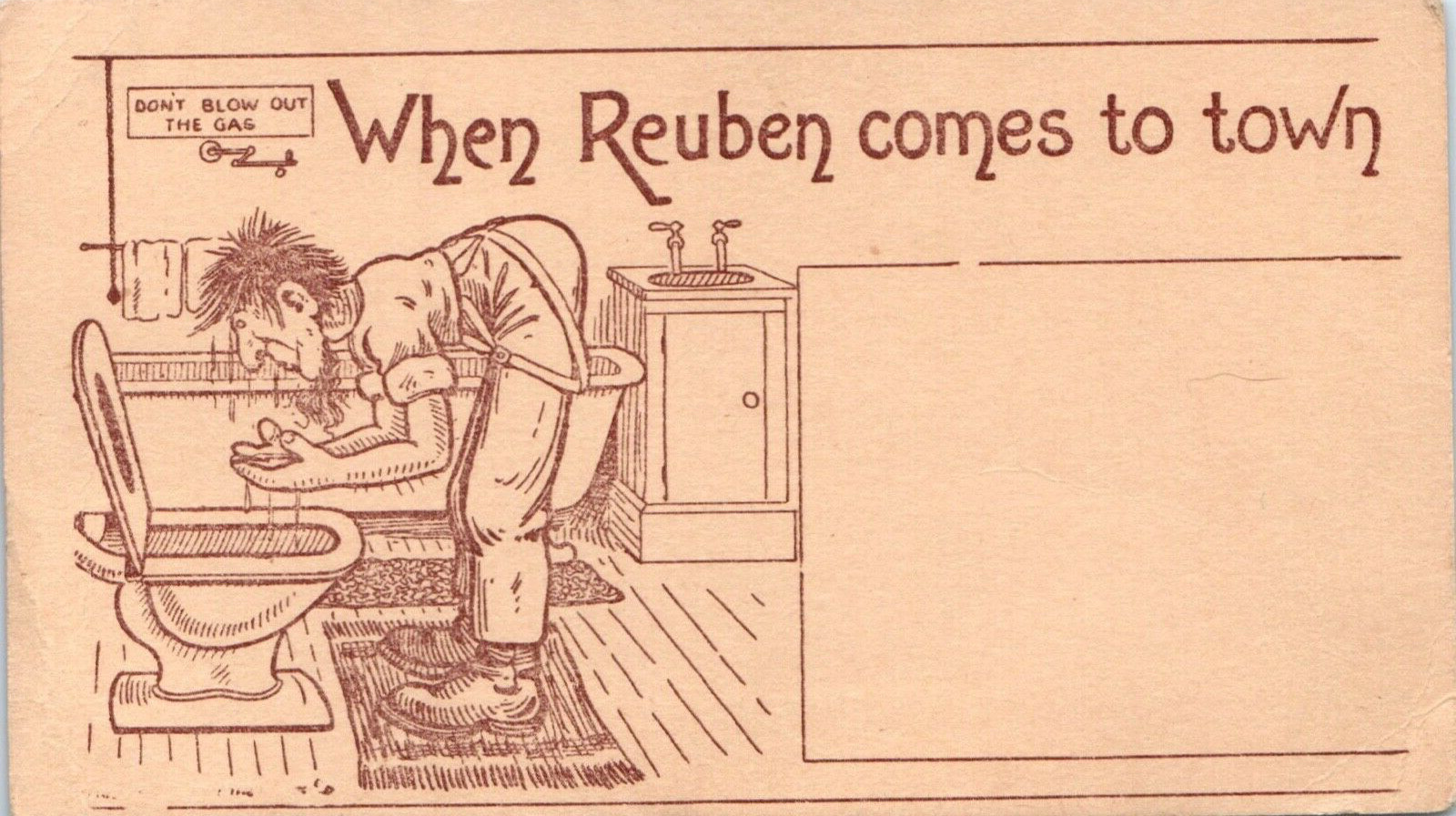 Postcard When Reuben Comes to Town Comic Card- T-42