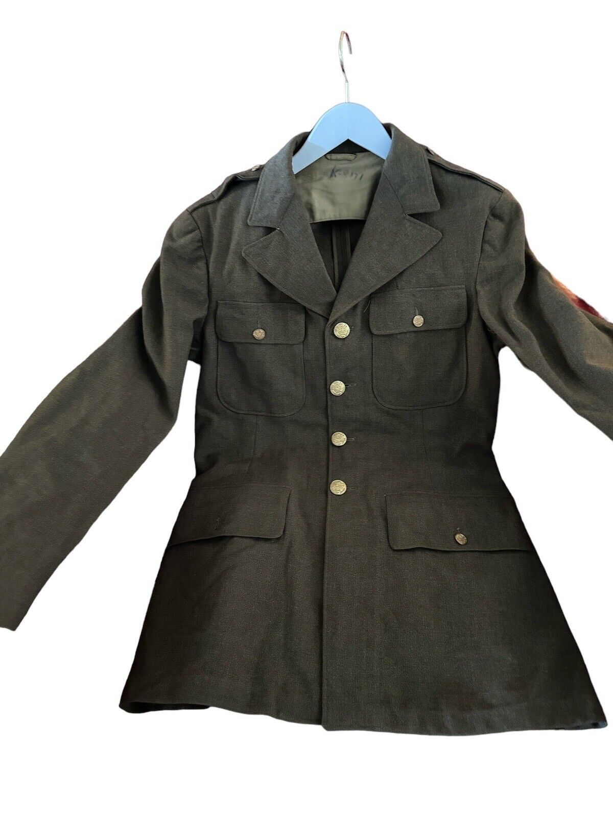 Vtg 1940s Authentic WW2 Uniform US Army Wool Dress Jacket Dark Green  39L