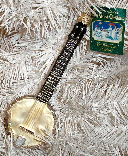 2012 - BANJO - OLD WORLD CHRISTMAS BLOWN GLASS ORNAMENT - NEW W/TAG