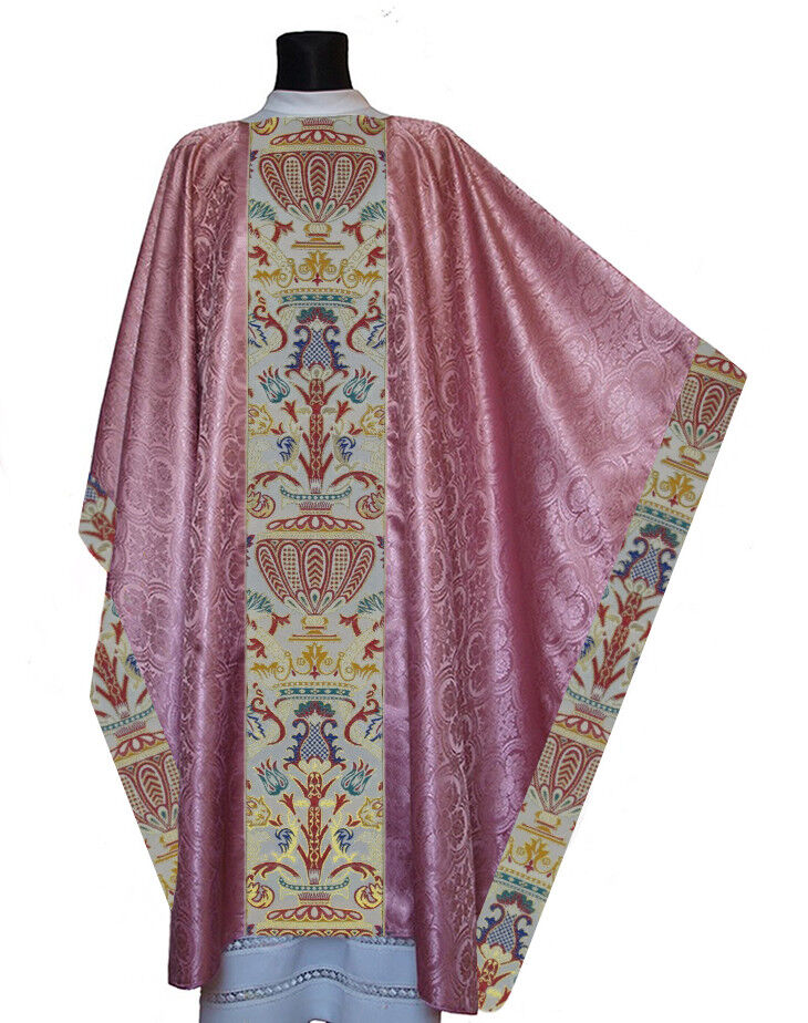 Rose Monastic Chasuble with stole Coronation Tapestry Vestment Casulla MX115R25