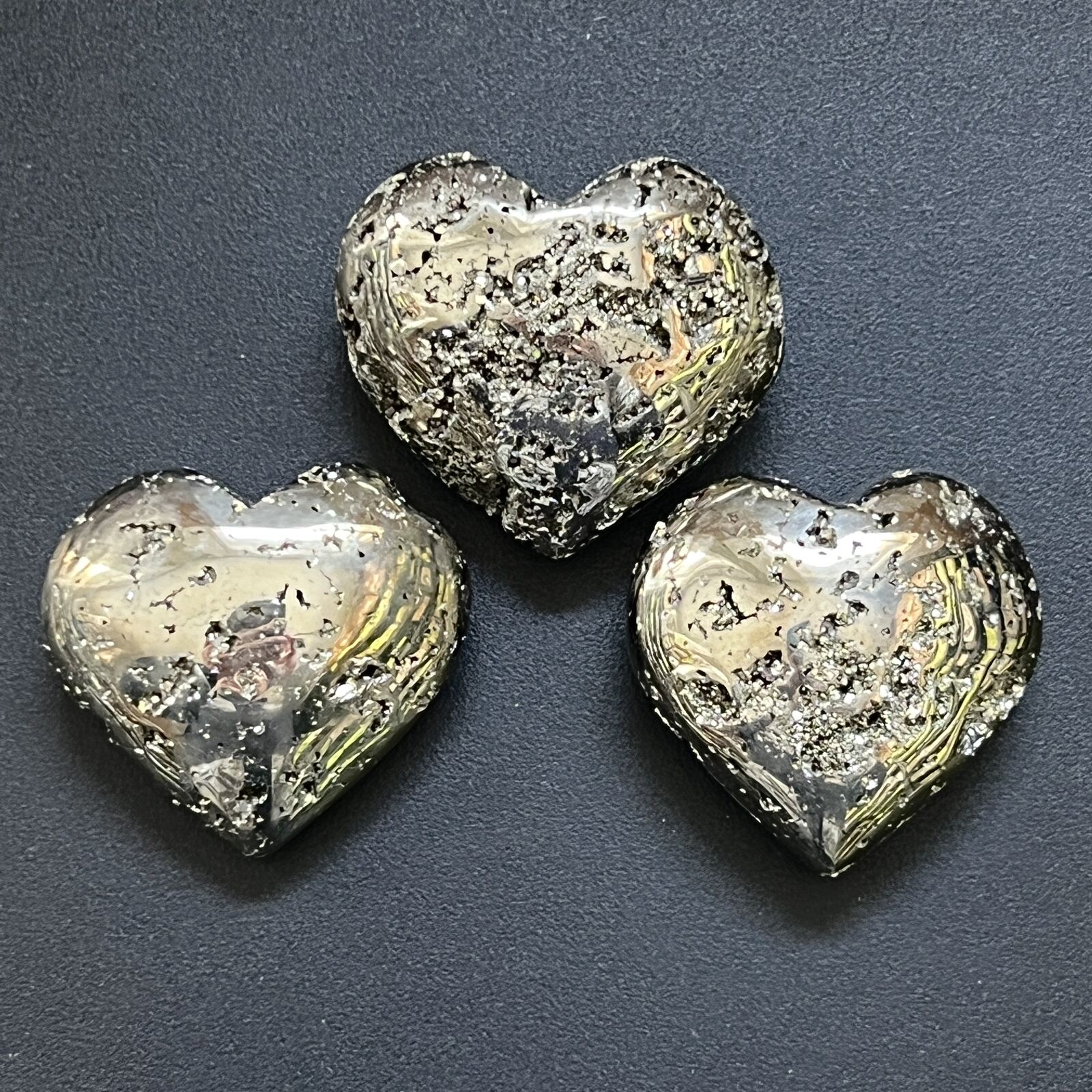 Iron Pyrite Puffy Heart Large Druzy Crystal Polished Carved Fools Gold