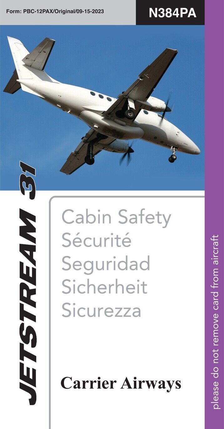 Safety Card Jetstream 31 (12-Pax)