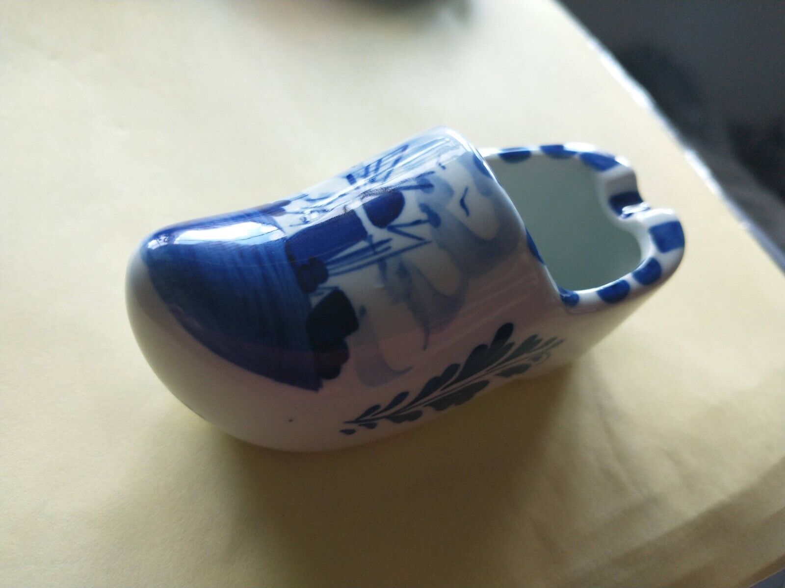 Delft Handpainted Porcelain mini Shoe clog Windmill Art Blue 